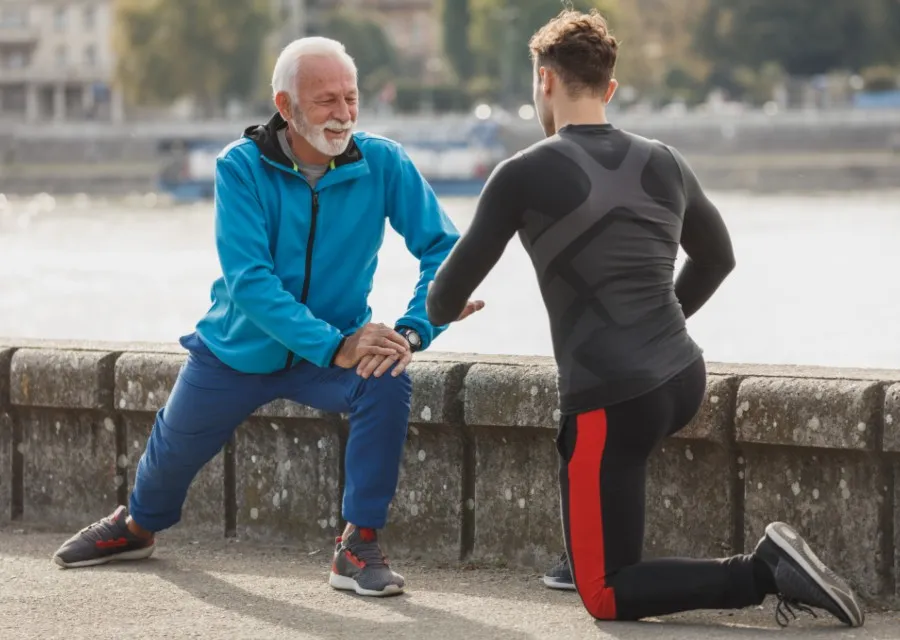 Megazee physiotherapist coaching a patient through a guided rehabilitation exercise