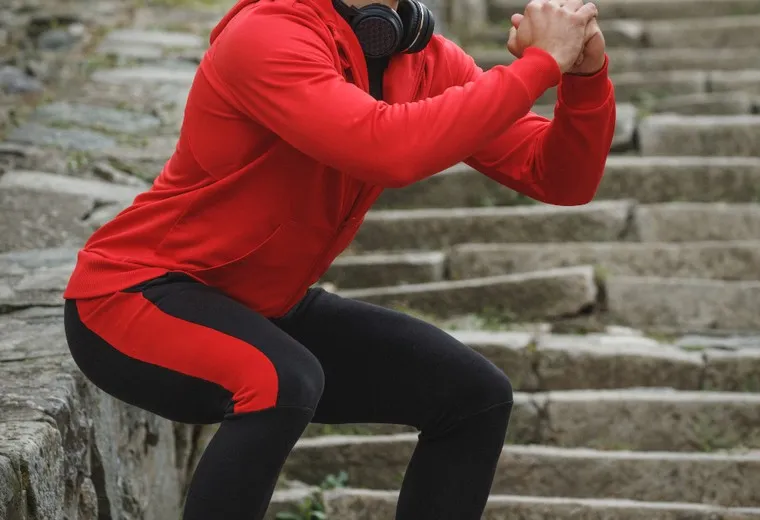 Runner performing a controlled strength exercise during sports injury rehabilitation